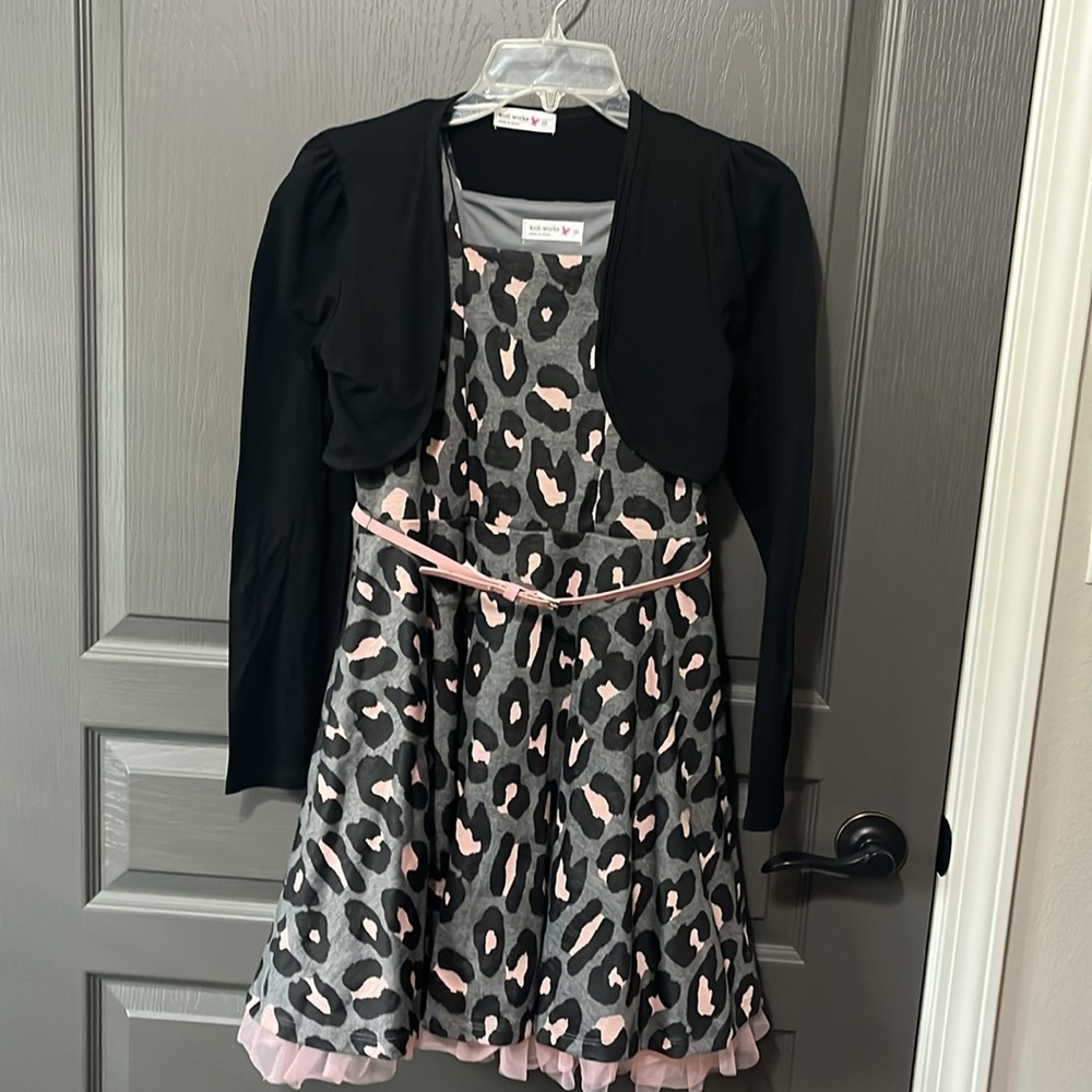 Knit Works girls dress with pink tulle petticoat, worn once for about two hours